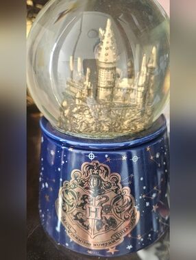 Blue Hogwarts Crest Snow Globe - Magical Castle Home Accent